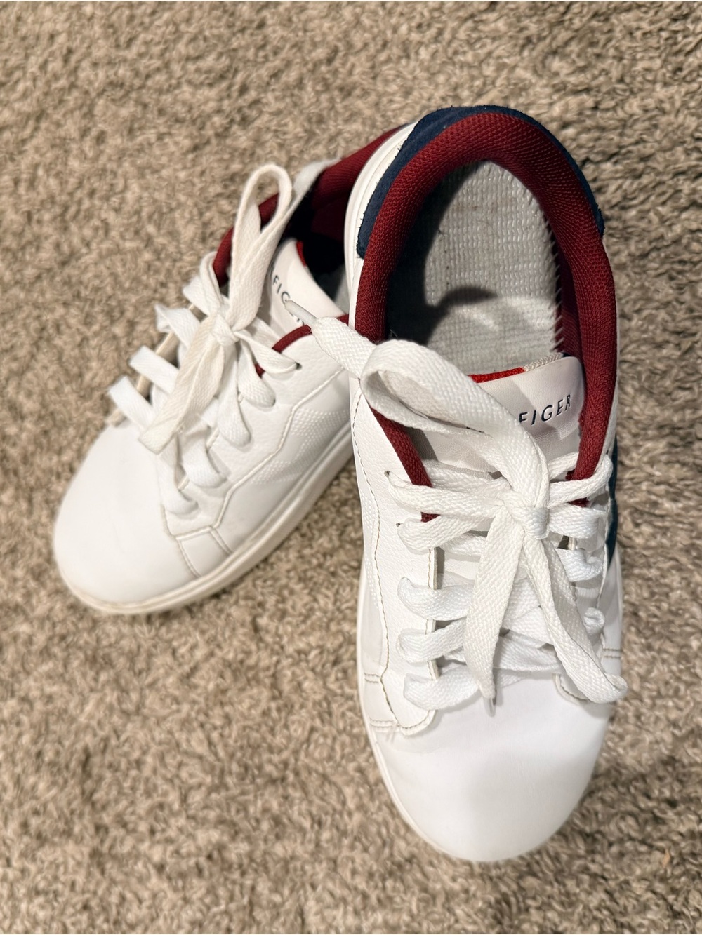 Tommy Hilfiger White Kids Sneakers with Red & Navy Accents